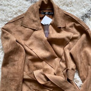 Suede trench coat
